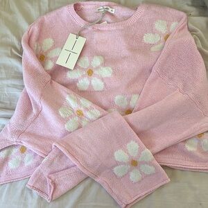 Spring floral pink knitted 2 piece set